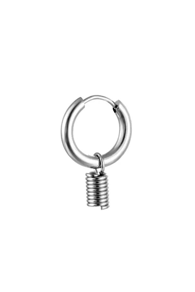 Unisex Silver Surgical Steel Bow Figured Hoop Earrings 1 Piece