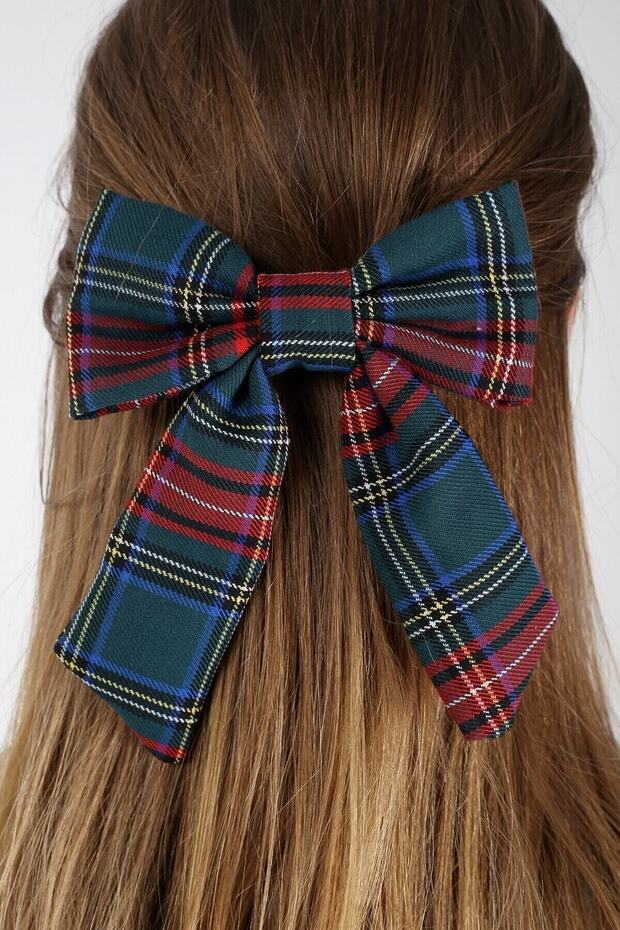Plaid Patterned Bow Automatic Buckle - 4