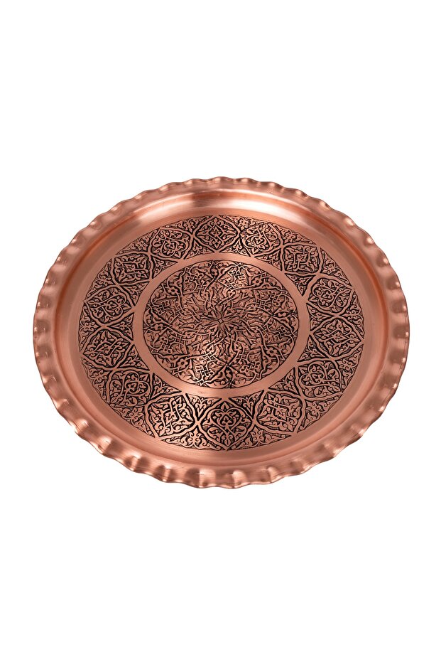 Dmt Gaziantep Copper 29 سم صينية تقديم يدوية 29 سم عتيقة (مقسمة)
