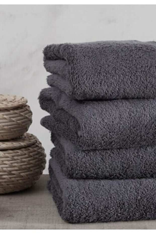 100% Cotton Extra Soft Anthracite 4 Pieces Sport Hairdresser 50x90 Hand Face Towel