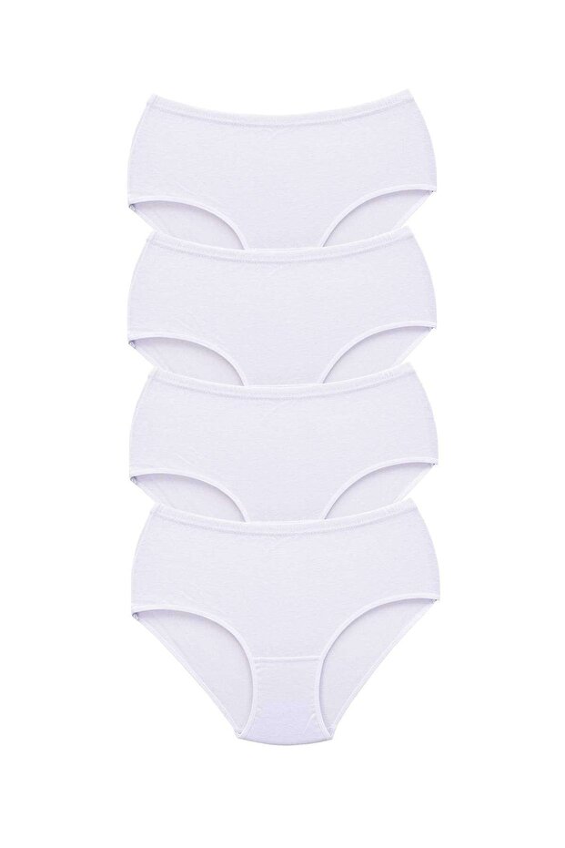 4 Pieces Women's High Waist Bato Thick Rubber Panties White