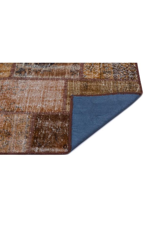 El Dokuması Patchwork Vintage Yün-pamuk Kahve Halı 26149 080 X 150 Cm - 2