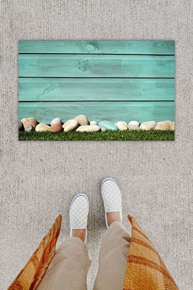Digital Printing Decorative Wooden Wall Blue Doormat
