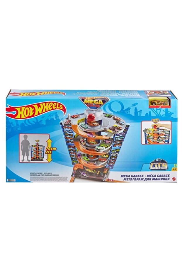 Hot Wheels Mega Garaj Oyun Seti 1 Hot Wheels 1:64 Ölçekli Araç Dahil, Sarmal Asansör - 6