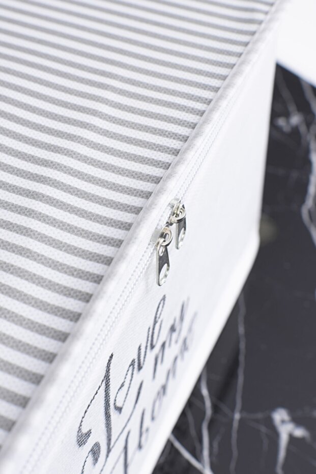 Mini Boy Gri Çizgili Baskı Detaylı Hurç - 5