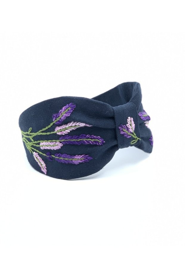 Lavender Embroidered Navy Blue Crown Lv02