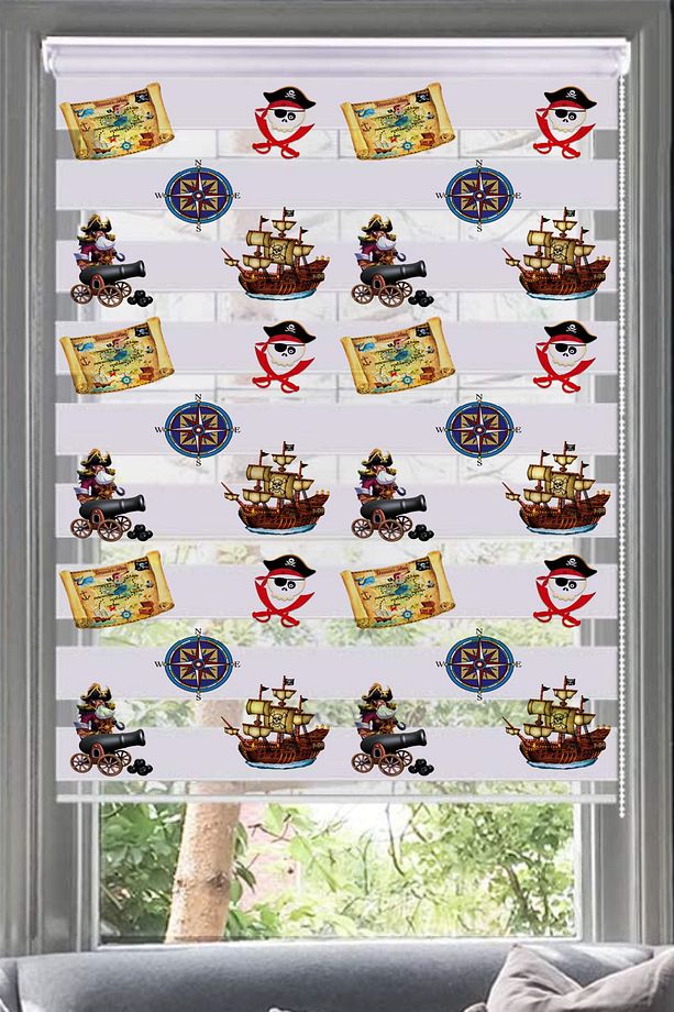 Korsan Serpme Baskı Zebra Perde-çocuk Odası-genç Odası- Korsan - 1