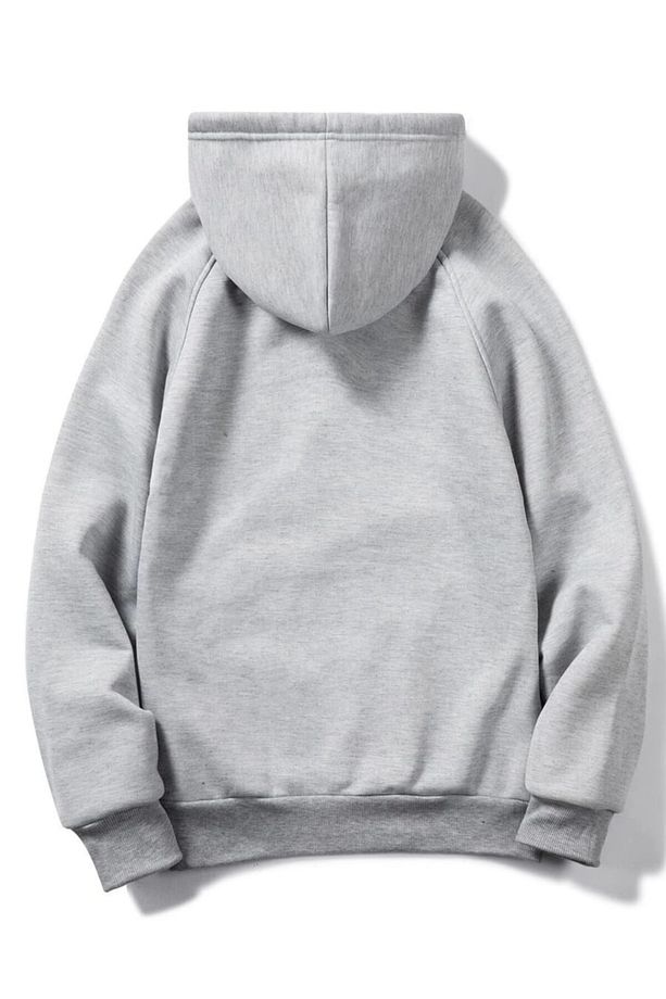 Unisex Gri Kapüşonlu Oversize Swetshirt - 2