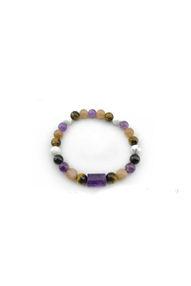 Certified Amethyst-Tiger Eye-Sun Stone-Hawlit Bracelet