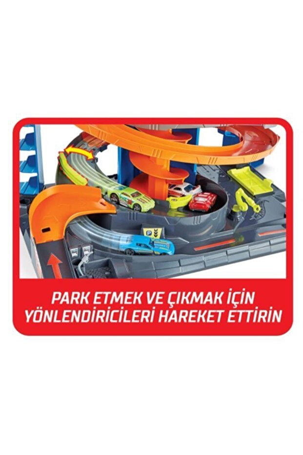 Hot Wheels Mega Garaj Oyun Seti 1 Hot Wheels 1:64 Ölçekli Araç Dahil, Sarmal Asansör - 4