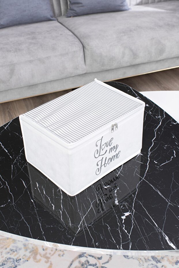 Mini Boy Gri Çizgili Baskı Detaylı Hurç - 2