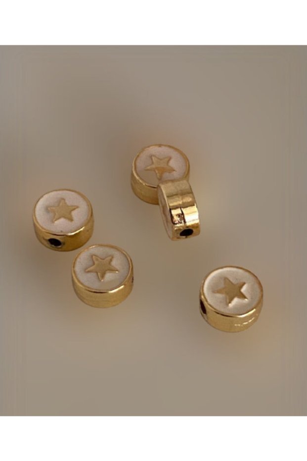 Gold Plated Enameled Star Spacer (8 Mm) - 5 Pieces