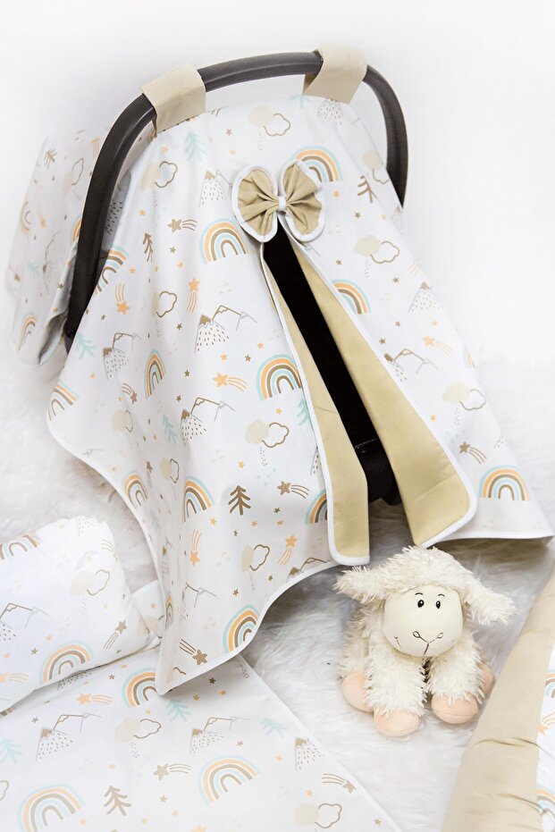 غطاء عربة الأطفال باللون البيج قوس قزح - 2