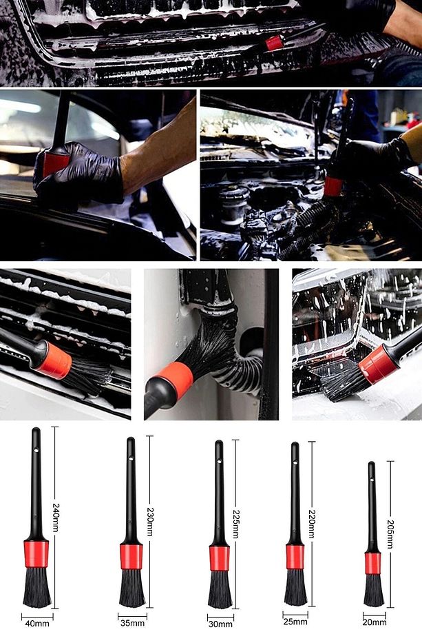® Yumuşak Kıllı Iç Ve Dış Temizlik Için 5+1 Detaylı Araç Oto Temizlik Bakım Fırça Seti - 6