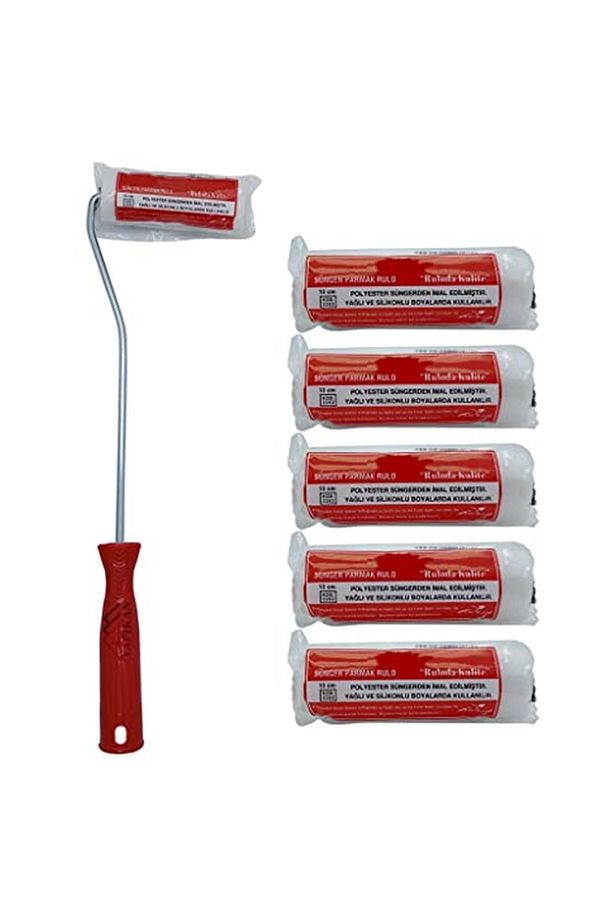 Sünger Parmak Rulo 10 cm ve 5 Adet Sünger Yedek Rulo Ağız Hobi Ahşap Boyama Seti Yağlı Boya - 1