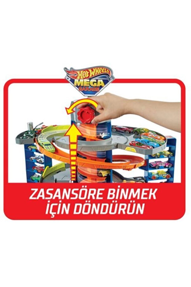Hot Wheels Mega Garaj Oyun Seti 1 Hot Wheels 1:64 Ölçekli Araç Dahil, Sarmal Asansör - 3