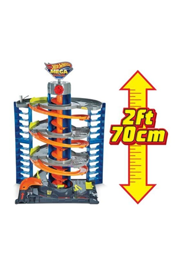 Hot Wheels Mega Garaj Oyun Seti 1 Hot Wheels 1:64 Ölçekli Araç Dahil, Sarmal Asansör - 5