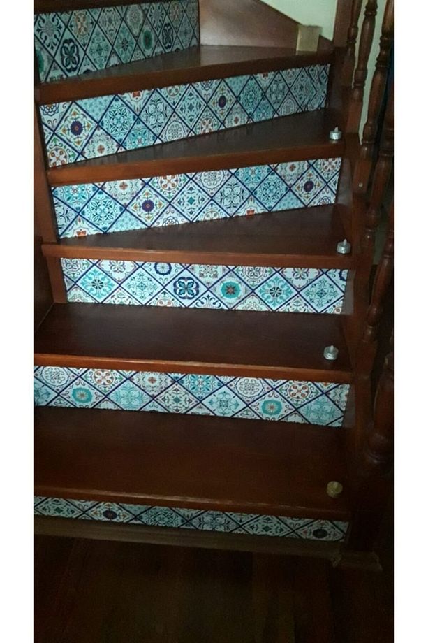 45 Cm X 1 Mt Çini Desenli Yapışkanlı Fayans Tezgah Arası Duvar Kaplama Folyo Kağıt - 5
