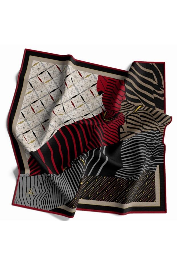 Geometric Pattern Gold Series Twill with Scarf Hanger and Gift Set 90x90 Cm