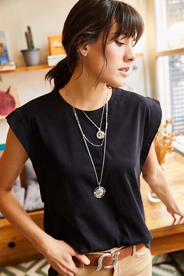 Women's Black Armpit Piece Bat T-shirt TSH-19000330