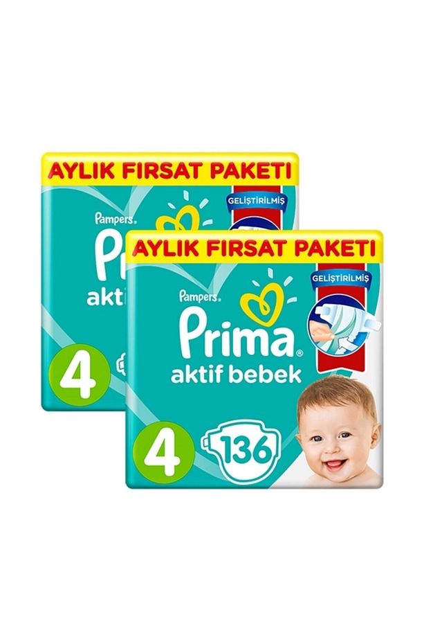 Pampers Bebek Bezi Aktif Bebek Aylık 4 No 136 Lı X 2 Adet - 1