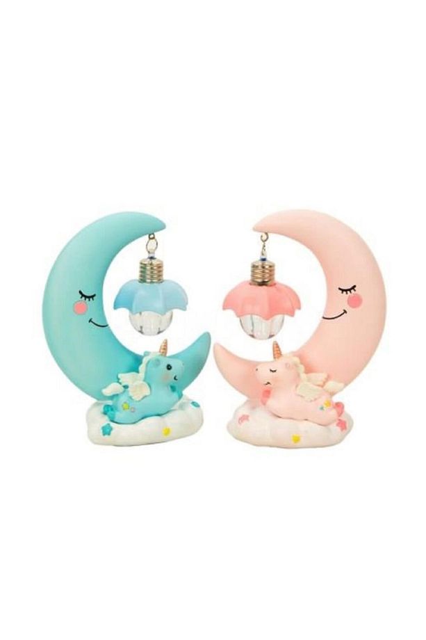 Dekoratif Ay Dede Ve Minik Unicorn Temalı Masa Lambası Ve Biblo - 1