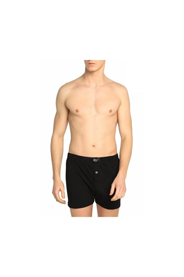 بوكسر رجالي مكون من 6 قطع 100% قطن ممشط بأزرار (أسود)