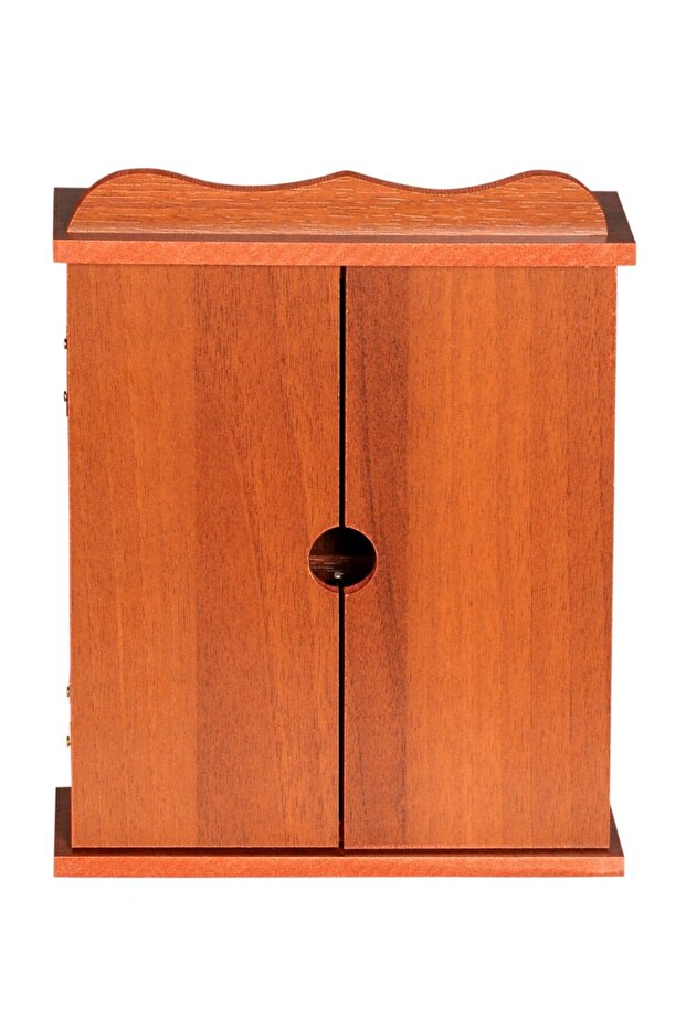 Wooden Key Box Cabinet Walnut Color
