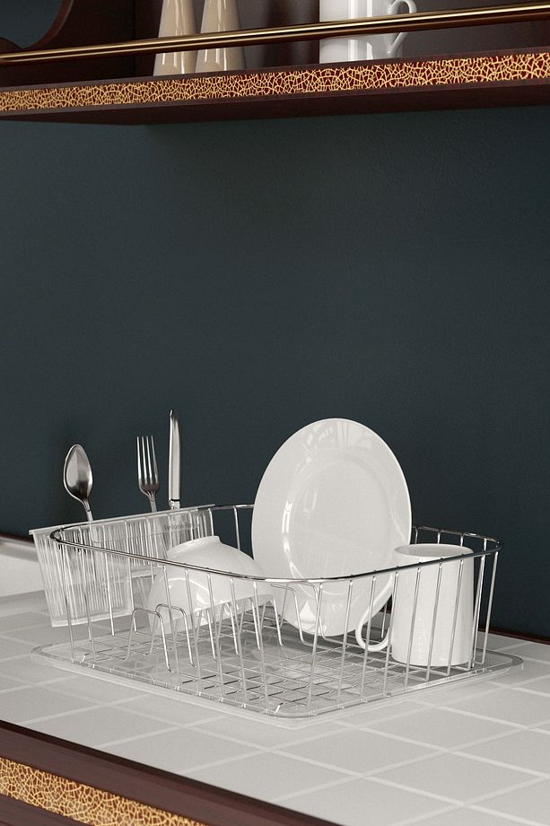 Tek Katlı Bulaşıklık Tabaklık Krom + Şeffaf Kb084 - 1