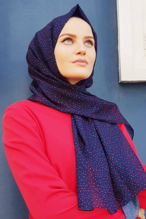 شال بنمط نقاط متناثرة 72*180 سم أزرق داكن