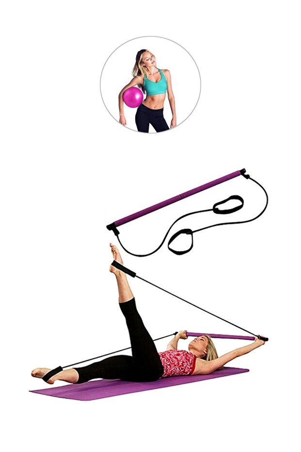 Portable Studio Pilates Exercise Stick + Pilates Balance Ball