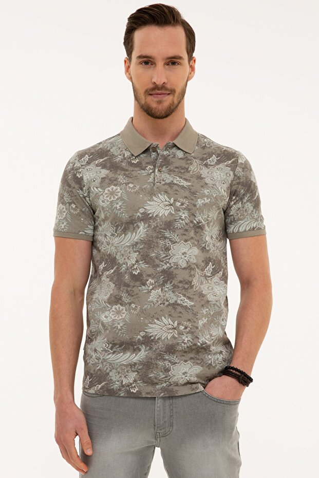 Dark Gray Slim Fit Polo Neck T-Shirt