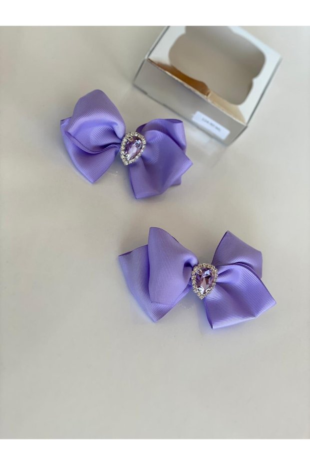 Lilac 2-Piece Crystal Stoned Girl's Baby Girl's Collar Buckle