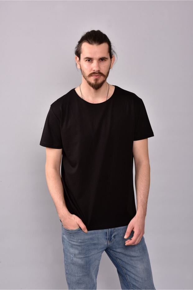 Ανδρικό μαύρο μπλουζάκι Basic - 1