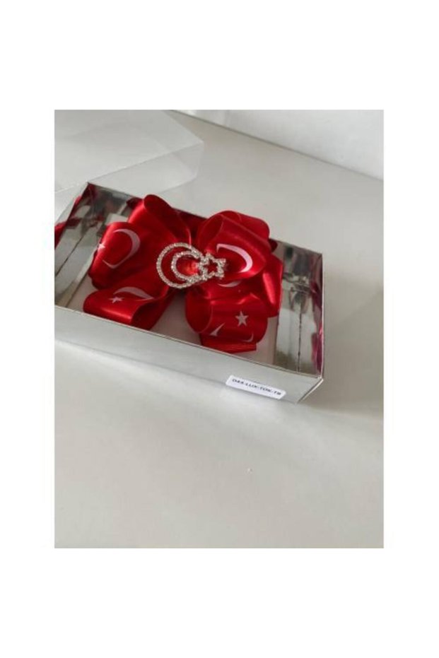 Red Moon Star with Brooch Turkish Flag Mother Girl Baby Gift Clip-on Buckle April 23 with Flag