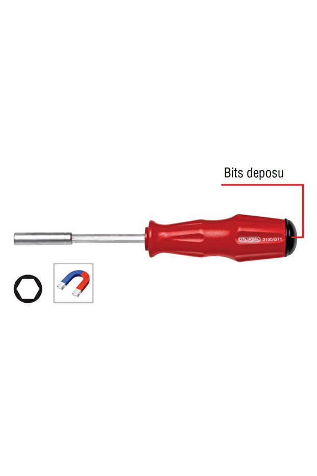 3100/bt1 Depolu Bits Tutucu Tornavida 1/4'x100 Mm - 1