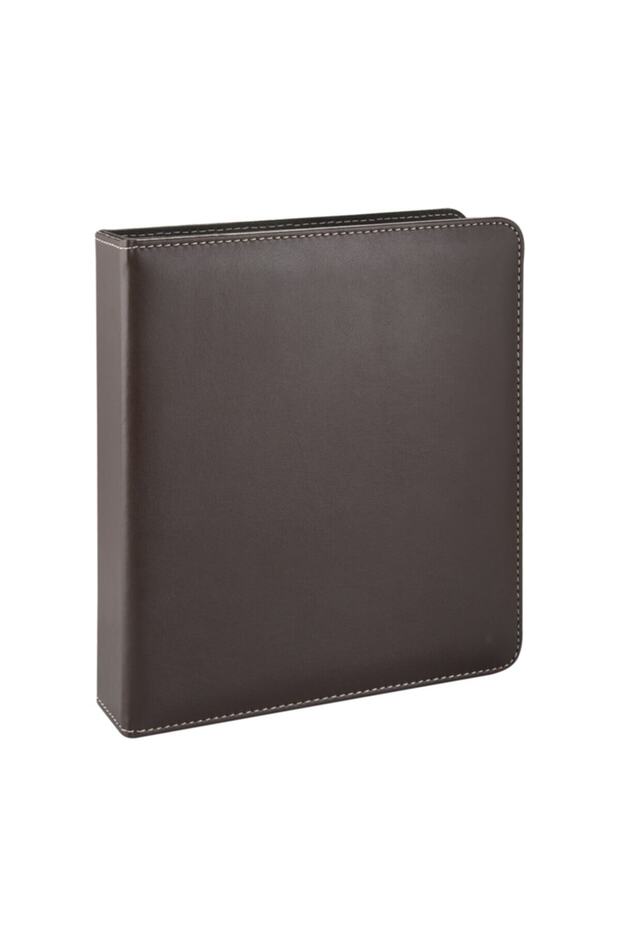 A5 Small Size Faux Leather Elite Document Presentation Folder with 2 Rings (250 SHEETS CAPACITY) - Brown - 2