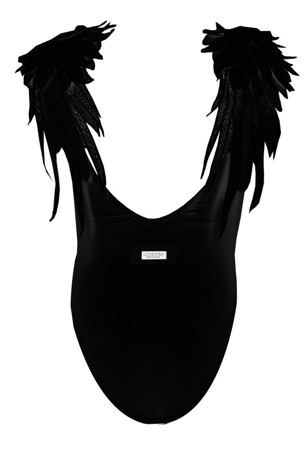Angel For Kids B| Black Children's Swimsuit with B Wings