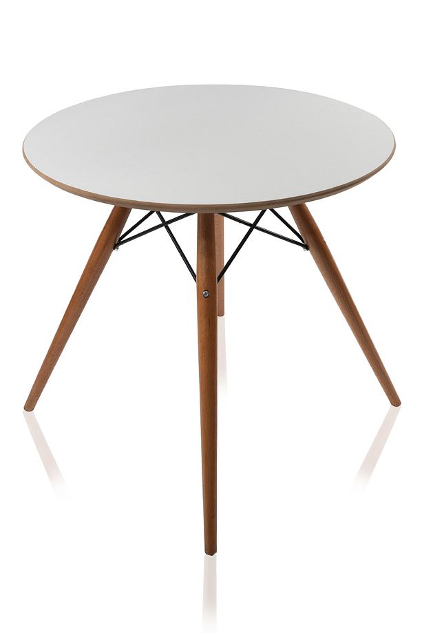 Yuvarlak Eames Ahşap Ayaklı Ahşap Masa 2 Adet Beyaz Eames Sandalye Seti - 3