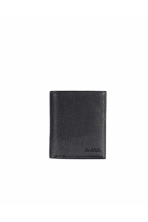 Black with Red Inside - Medium Size Leather Men's Wallet 730