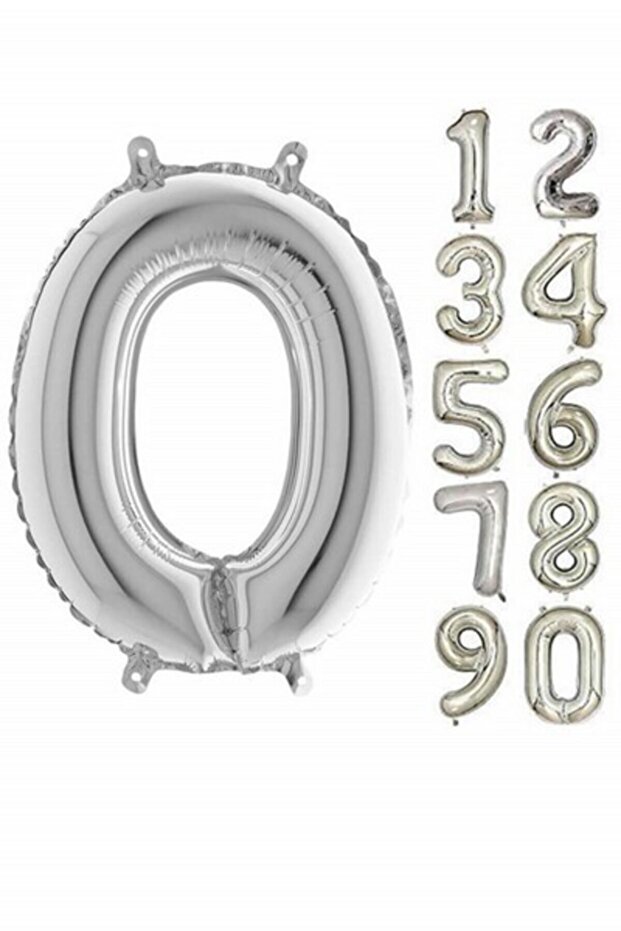 0 Number Silver Color Foil Balloon 60cm