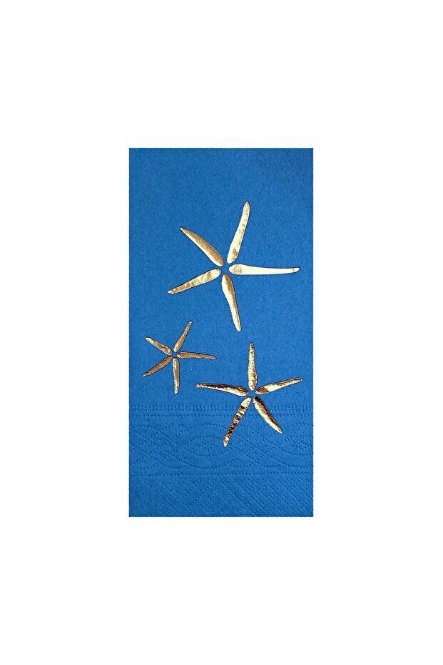 33 X 33 cm Gold Leaf Starfish Marine Design 16-Pack Blue Paper Napkins - 1