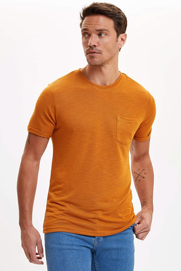 Regular Fit Bisiklet Yaka Basic Kısa Kollu Tişört - 1