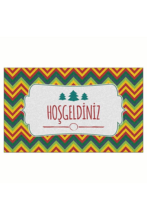 New Year Happy New Year Zigzag Design Doormat and Indoor Mat 45x75 Cm