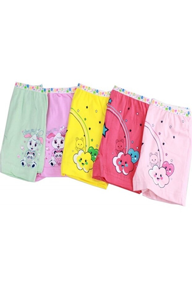 Kız Çocuk Elastan Baskılı Şort 6'lı - 1