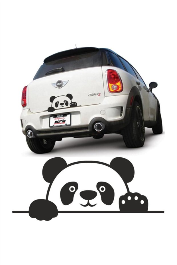 Panda Looking from the Trunk Auto Window Sticker Black 20 X 8 Cm