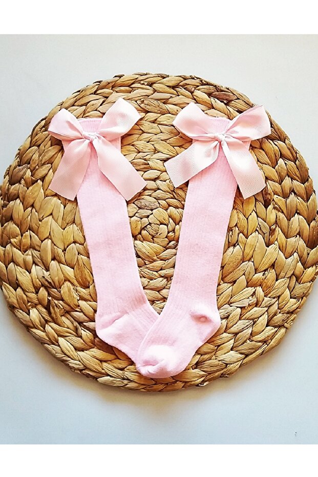 Baby Girl Light Pink Bow Knee Socks