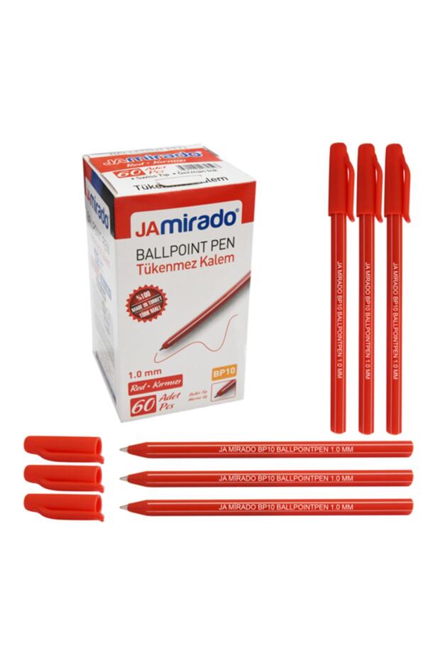 1.0 mm Red Ja Ballpoint Pen - Box of 60 Bp10