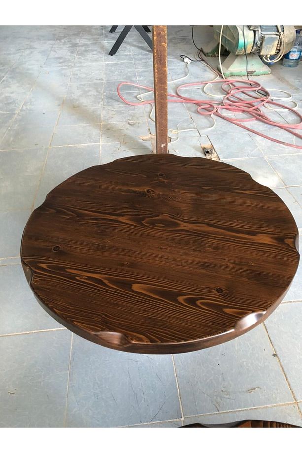 Kahverengi Yuvarlak Kütük Masa Üstü Çap 70 cm - 1