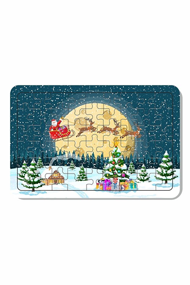 54 Piece Wooden Puzzle Santa Claus And His Reindeers
